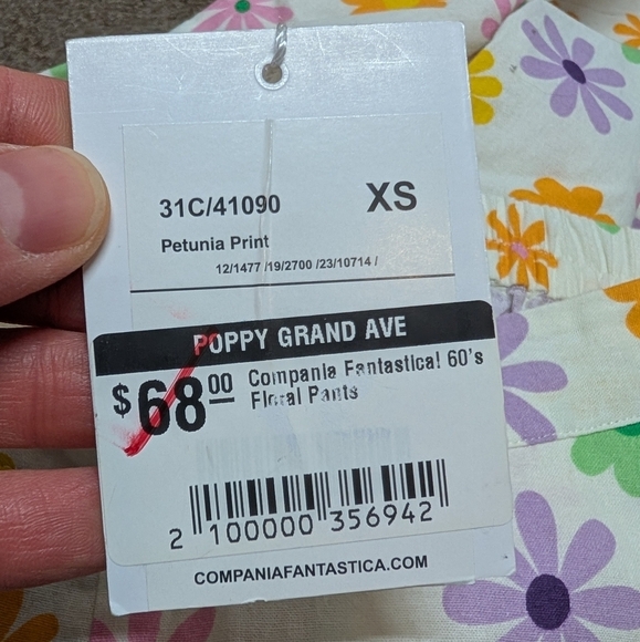 Compania Fantastica (XS) 60's Floral Pants Colorful Spring Summer  NWT - Picture 4 of 8